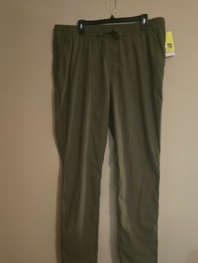 New All In Motion Men's L Green Drawstring Ripstop UV Protection Qu8ck Dry Pants